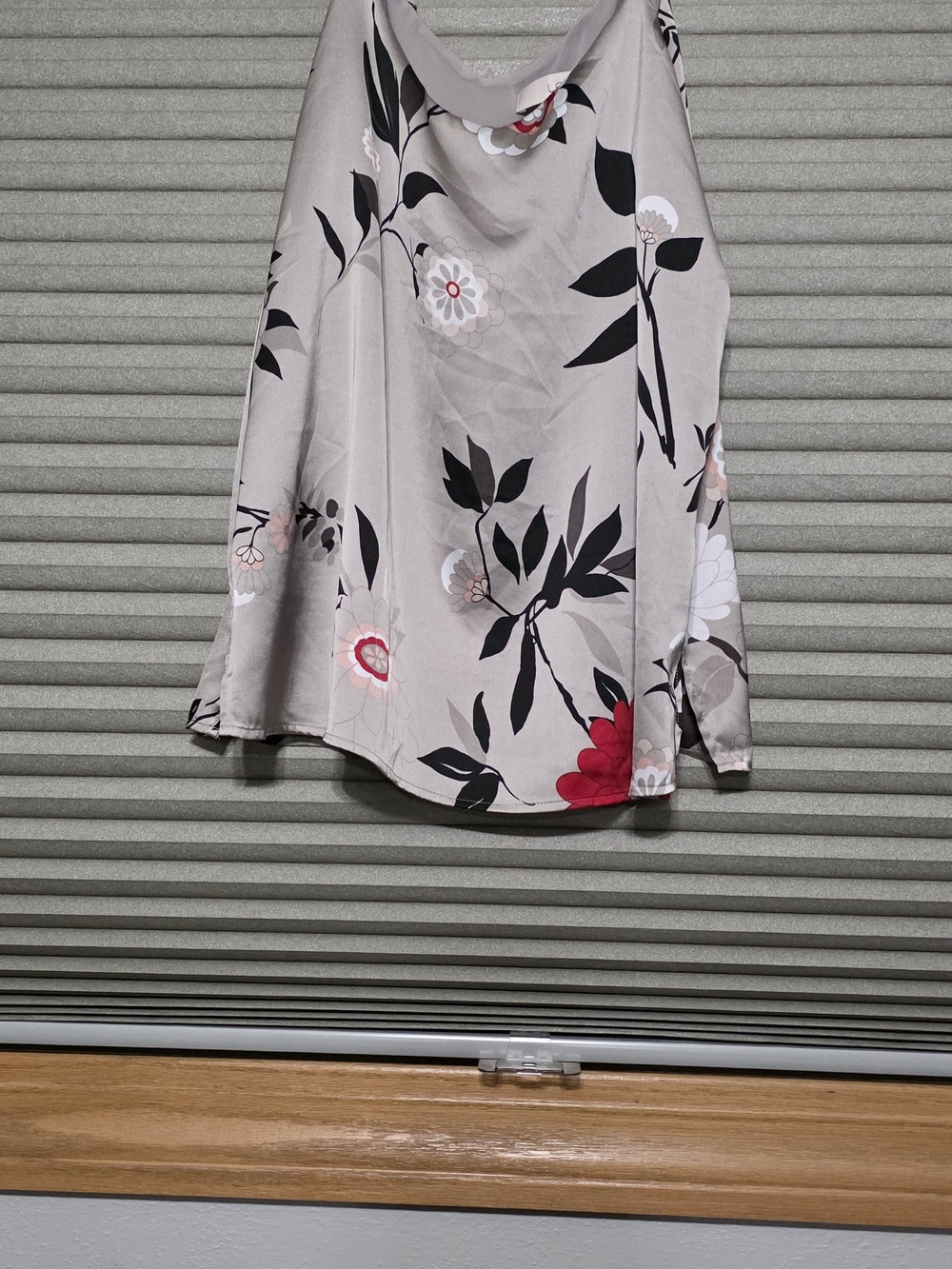 LOFT Floral Camisole in Light Taupe Color with Black and Red Accents